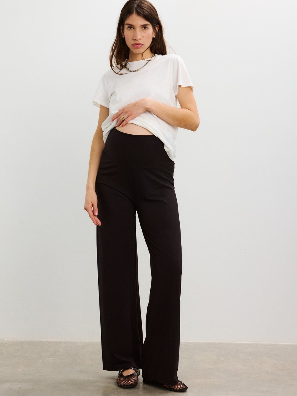 Hatch Black Wide-Leg Maternity Pants